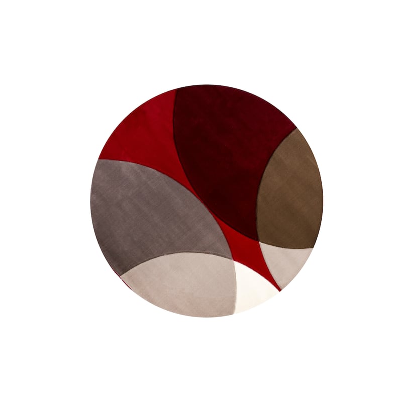 Rhodes Collection Abstract Circle Area Rug - 7'11'' Round - Red