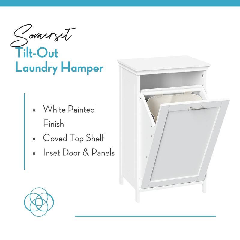 RiverRidge Somerset Tilt-Out Laundry Hamper Cabinet with Removable Cloth Storage Bag - White