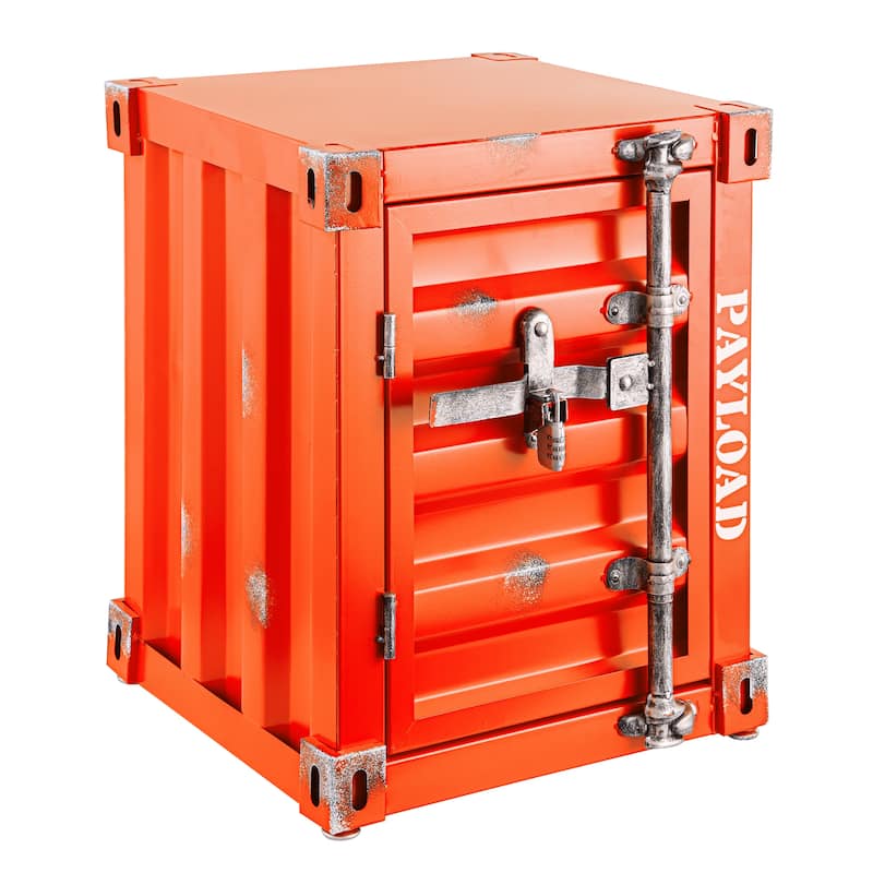 Industrial Farmhouse 2-drawer Storage Side Table - Orange
