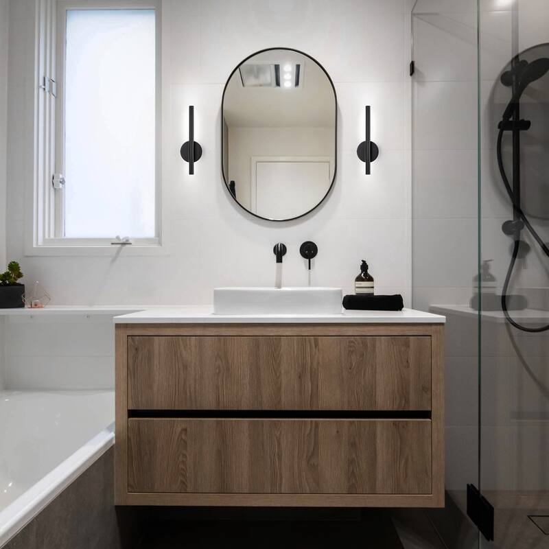 Modern Black Linear Integrated LED 3000K Warm Light Bathroom Vanity Light Wall Sconce