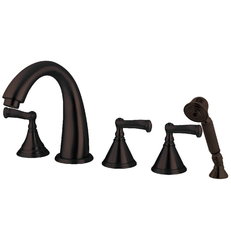 Kingston Brass Royale 5-Hole Deck Mount Roman Tub Faucet with Hand Shower