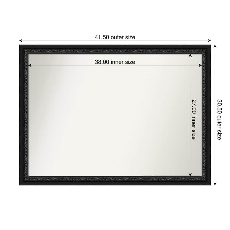 Downton Black Non-Beveled Wood Framed Wall Mirror - Downton Black - 42 x 31 in