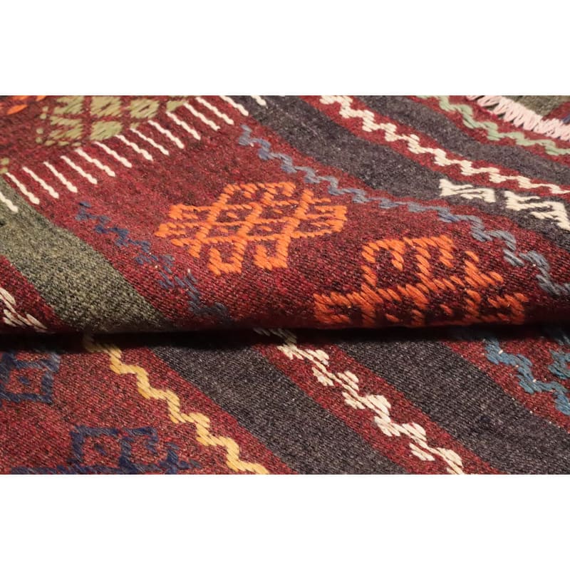 Hand Woven Oriental 100% Wool Carpet Southwestern Tribal Multi-Colored Kilim Area Rug - 10' 2'' X 6' 4''