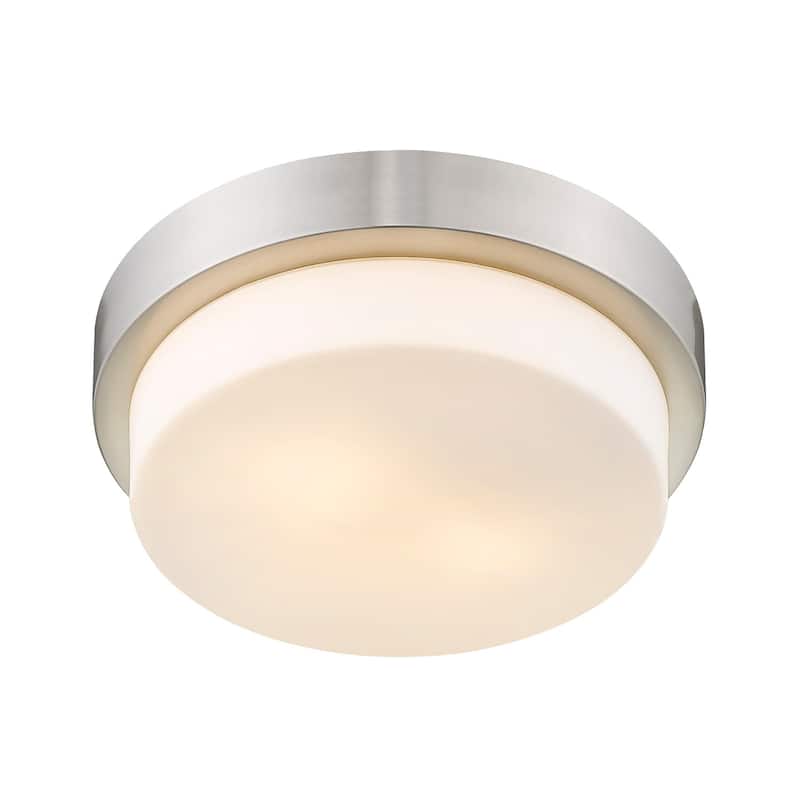 Wry Lighting Morgon 2-light 11" Flush Mount in Pewter and Opal Glass