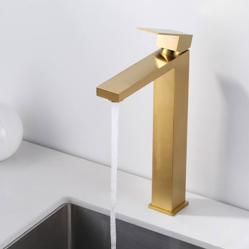 WOWOW Single Handle Single Hole High Arc Bathroom Vessel Faucet