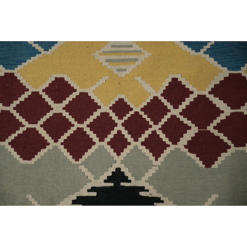 Hand Woven Oriental 100% Wool Carpet Southwestern Tribal Multi-Colored Kilim Area Rug - 10' 0'' X 9' 8''