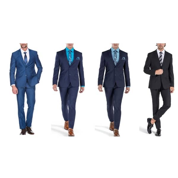 Shop Porto Filo Men S 2 Piece Slim Fit Suit Black Navy