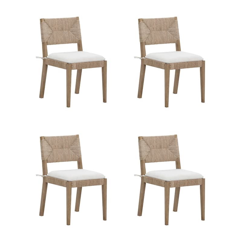 Beacon Boho Dining Chair with Boucle Seat, Seagrass Accent and Solid Wood Legs