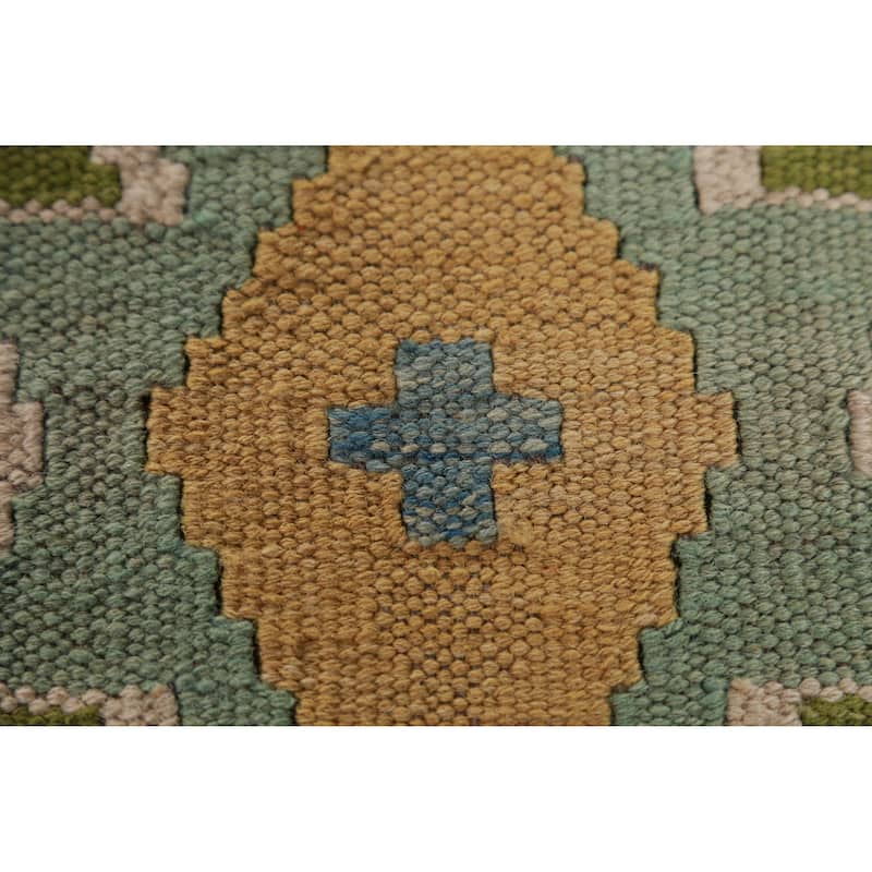 Hand Woven Oriental 100% Wool Carpet Southwestern Geometric Multi-Colored Kilim Area Rug - 8' 1'' X 5' 1''