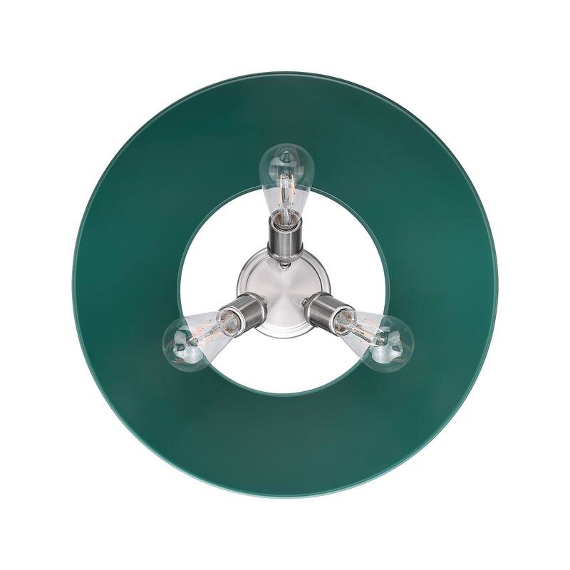 Yep by Golden Lighting Orwell 3-light Flush Mount in Pewter and Pine Green shade