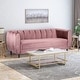 preview thumbnail 10 of 22, Bobran Modern Velvet 3-seat Sofa by Christopher Knight Home - 30.00" D x 83.25" W x 30.25" H Blush + Dark Brown