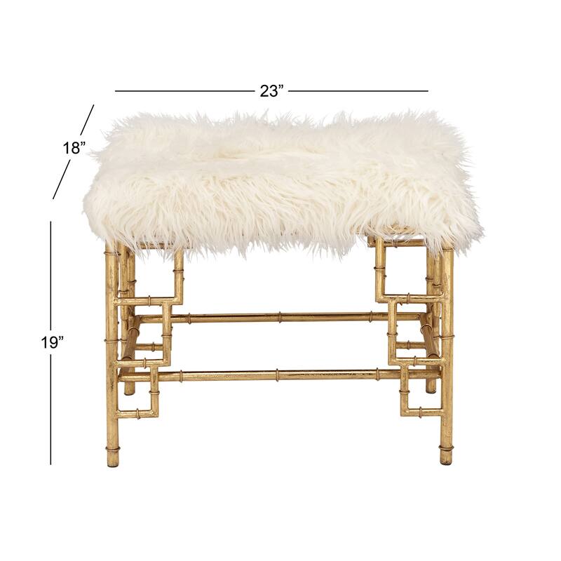 Metal Fabric Accent Stool - Gold - Roche River Decor