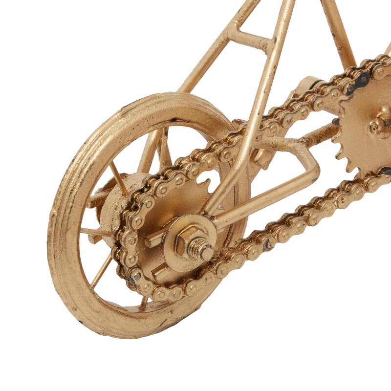 Metal Bike Sculpture with Wood Accents - Set of 2 Gold - Roche River Decor