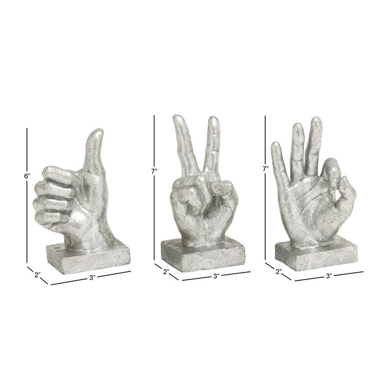 Polystone Hands Sculpture - Set of 3 - Gold or Silver