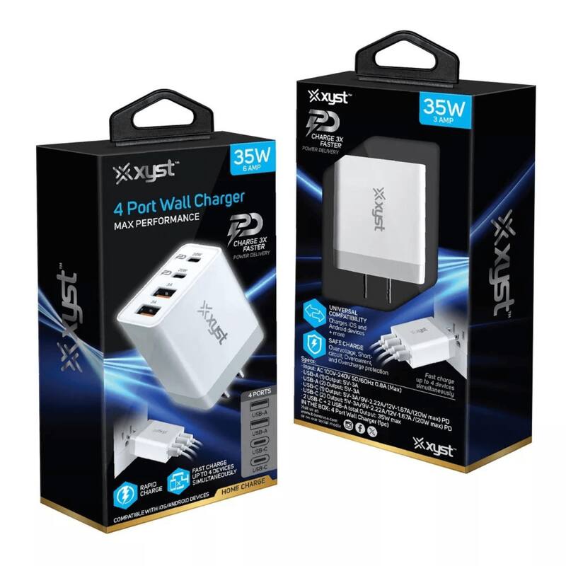 Xyst 35-Watt 4-Port USB-A and USB-C Wall Charger