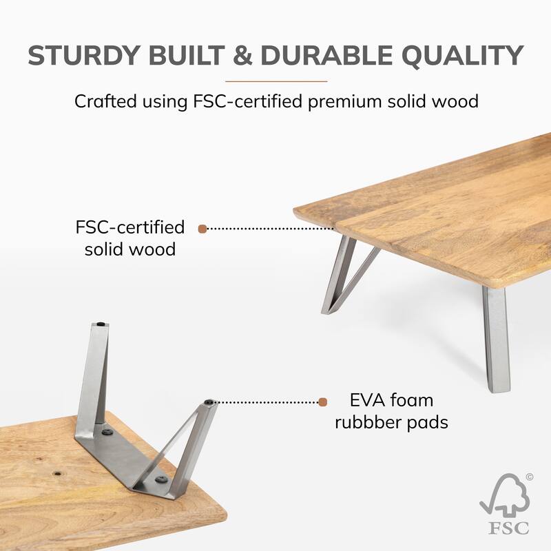 Jani Wood Monitor Stand Riser Desk - Ergonomic Design Stand, Desktop Organizer Table for Home, Office Workspace, Gaming Desk