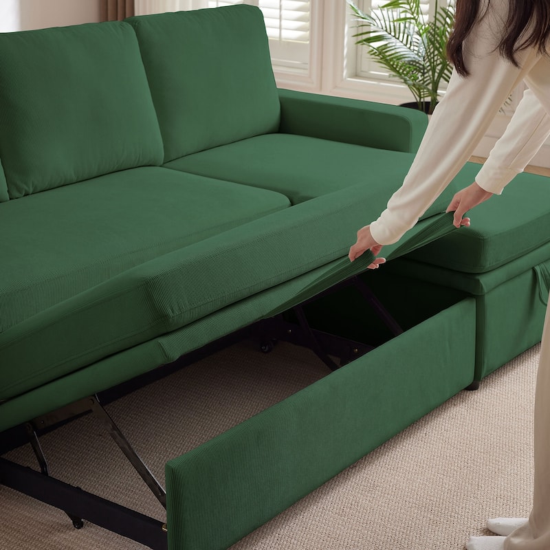 78.94" Pin Striped Fabric Sleeper Sofa