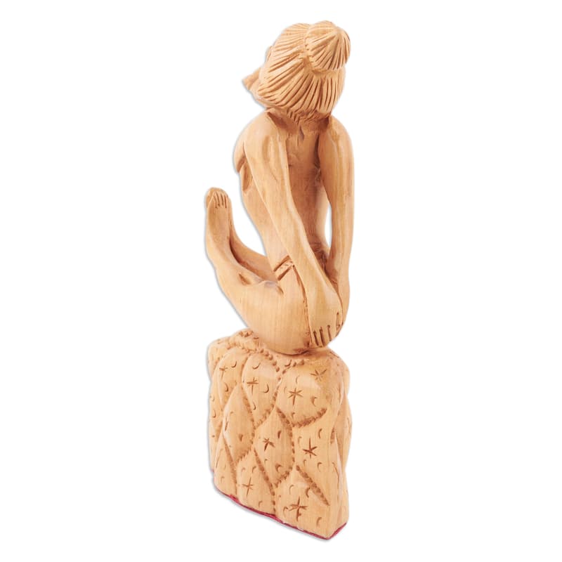 Novica Handmade Dandasana Wood Sculpture