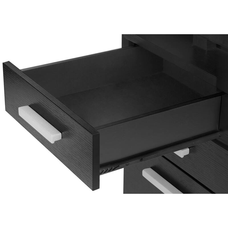 Contemporary 48" Computer Desk with 3 Drawers, Black Laminate, Left or Right Setup, Ideal for Work