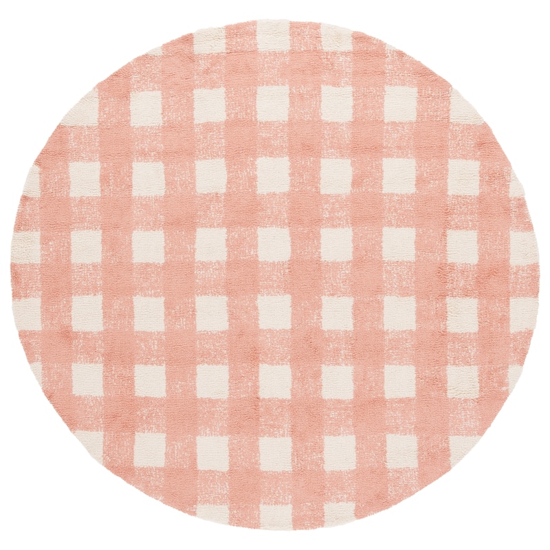 SAFAVIEH Hand-Woven Easy Care Alyssa Modern & Contemporary Cotton - 6' Round - Ivory/Rust - Round