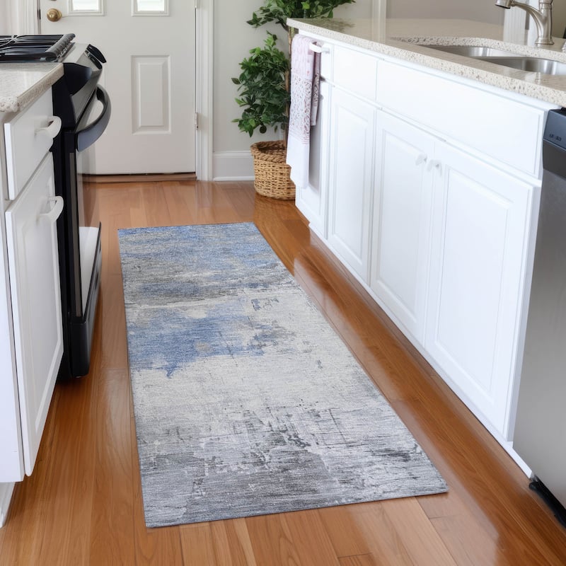 Premium Washable Super Soft Abstract Chic Mayfield Rug - Denim - 2'3" x 7'6"