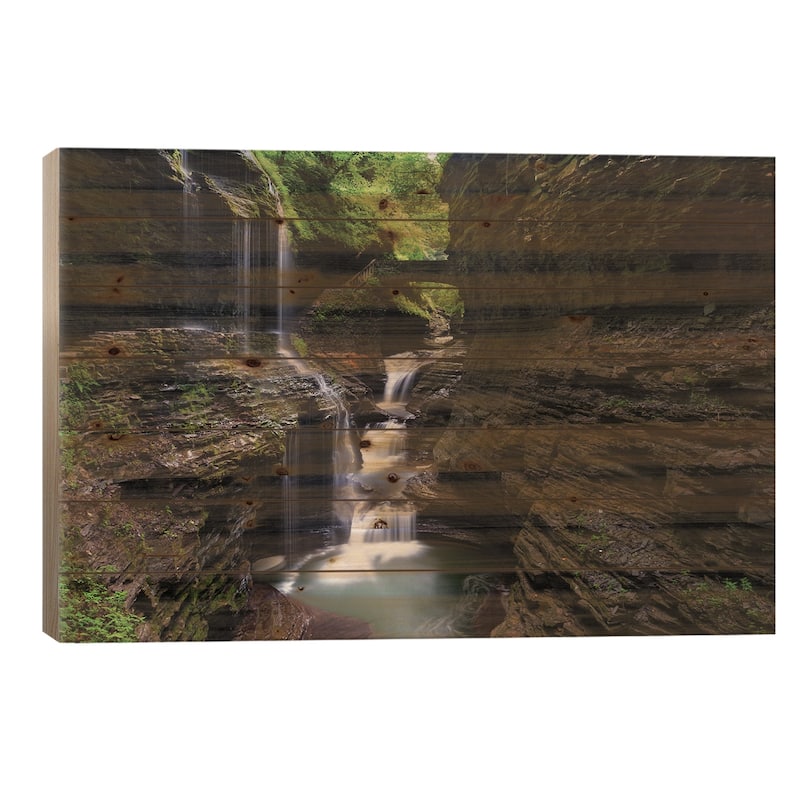 Rainbow Falls, Watkins Glen Print On Wood by Jon Bilous - Multi-Color - 18x26x1.5
