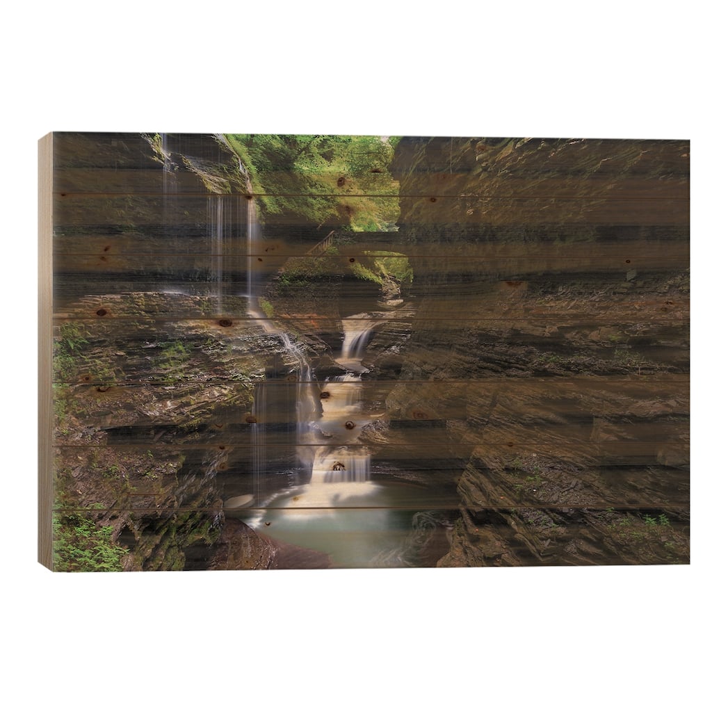 Rainbow Falls, Watkins Glen Print On Wood by Jon Bilous - Multi-Color