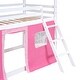 preview thumbnail 16 of 16, Twin Size Bunk Bed Wood House Bed Kids Bed with Elegant Windows Sills and Tent, Blue+White