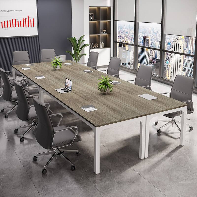 Rectangle 13FT Large Conference Table Set of 2, 78.74-Inch Meeting Seminar Table, Long Business Table