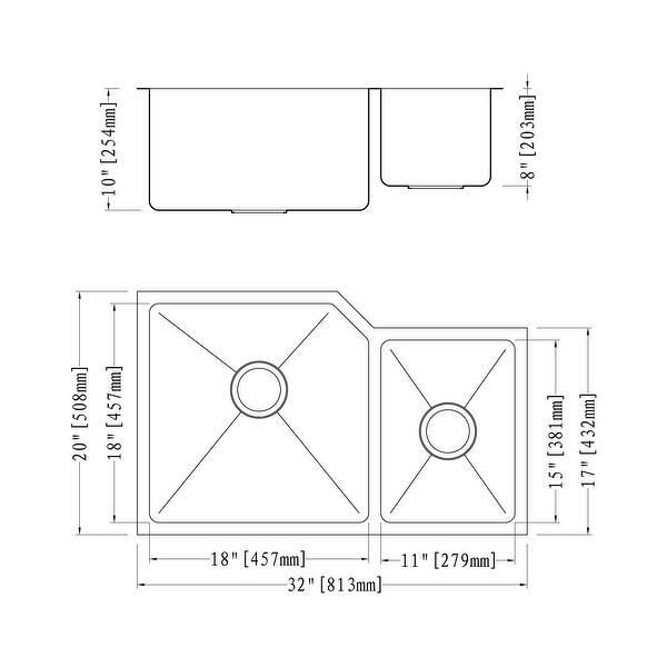 Dowell Undermount Double Bowl Stainless Steel Kitchen Sink Small Radius Corners Overstock