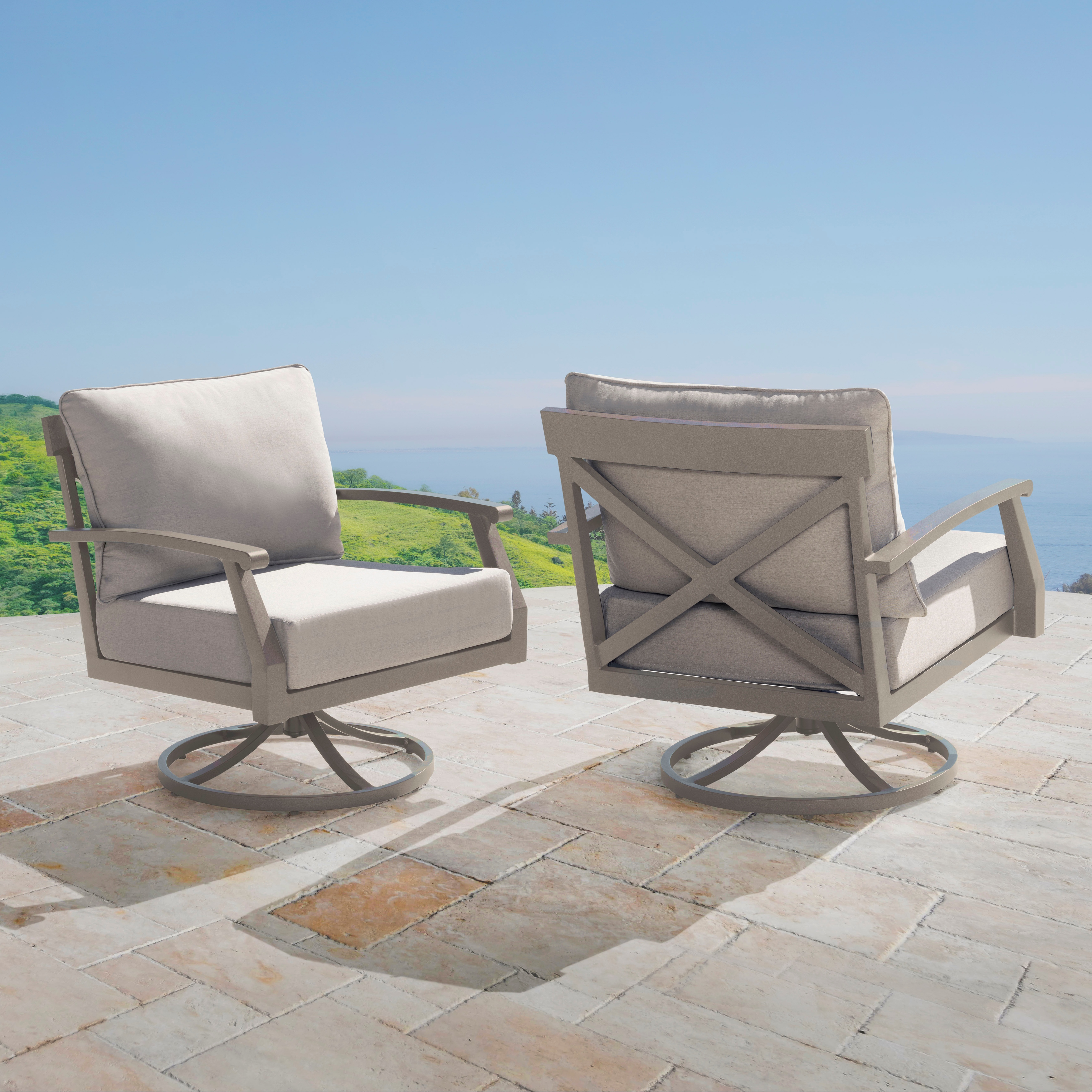 Abbyson Outdoor Nashville Swivel Chair with Sunbrella Cushions