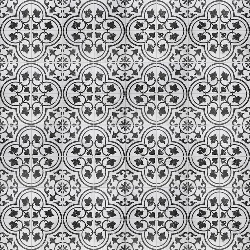 Merola Tile Merzoni Ornate Marquina 17-7/8" x 17-7/8" Porcelain Floor and Wall Tile