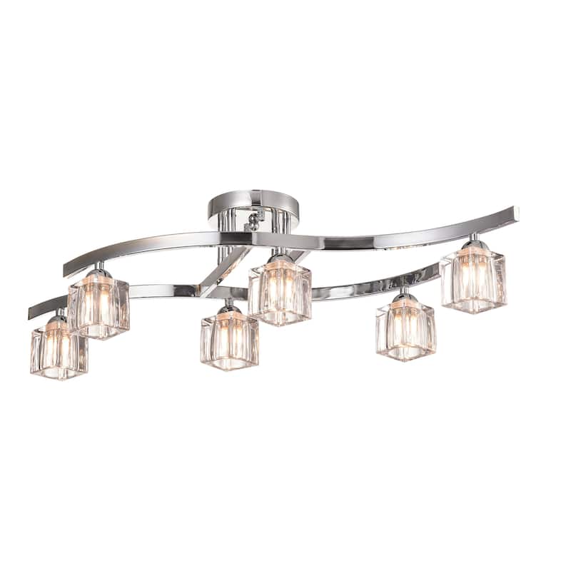 Aika 6-Light Chrome Flush Mount with Clear Shades