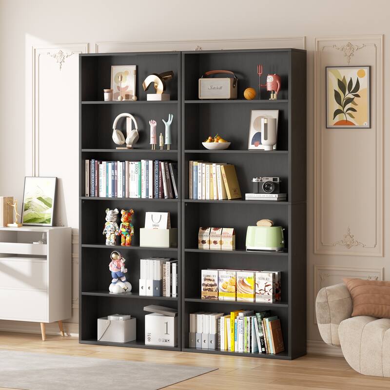 Futzca 6-Tier Open Bookcase and Bookshelf, Display Storage Shelves