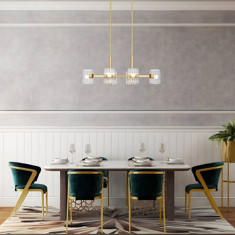 Aries 36 in. 6-Light Brushed Gold Transitional Island Pendant Light