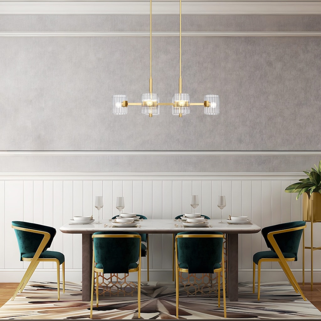 Aries 36 in. 6-Light Brushed Gold Transitional Island Pendant Light