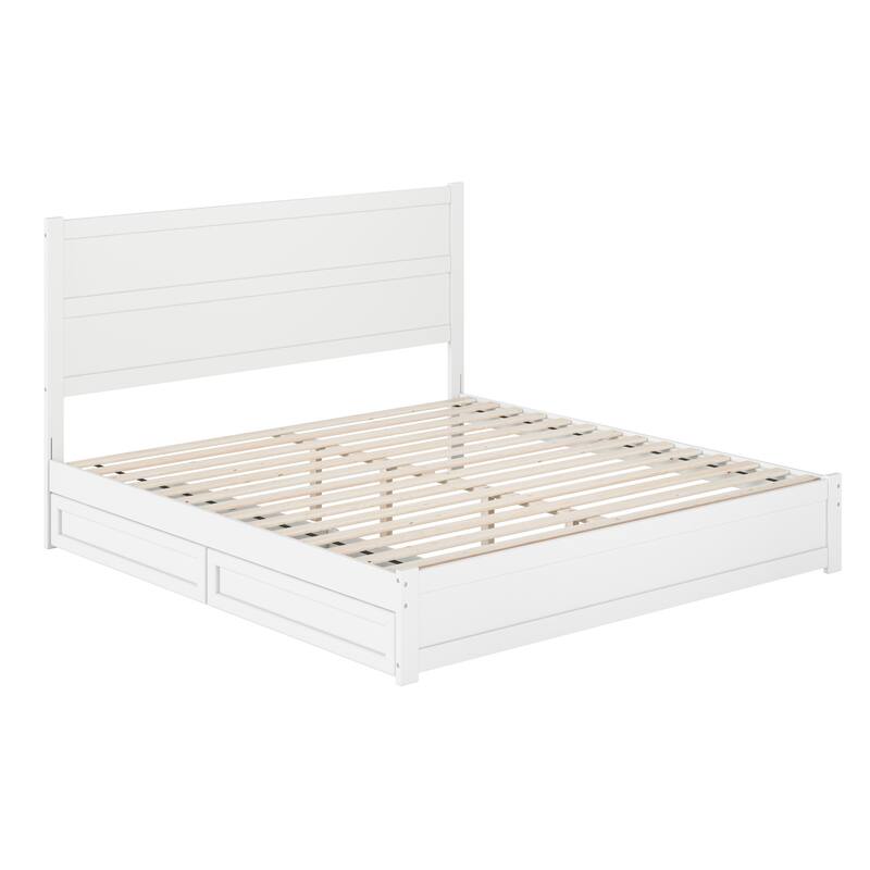 Aveline Wood Platform Bed with Matching Footboard & Storage Drawers