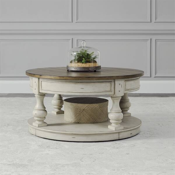 Morgan Creek Antique White Round Cocktail Table Overstock 30531510