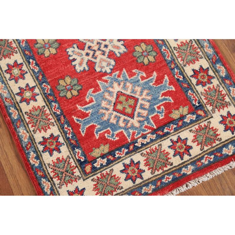 Red Kazak Oriental Accent Rug Handmade Traditional Wool Carpet - 2'1"x 2'10"