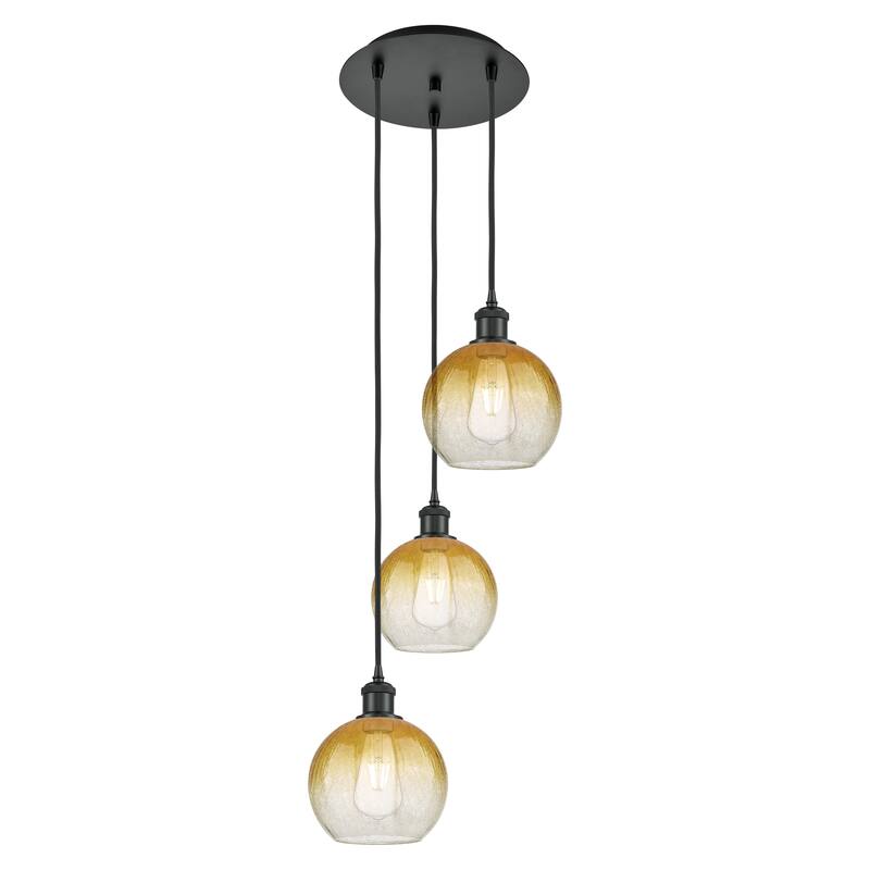 Innovations Lighting Endless Possibilities Ballston - Brookhaven Globe - 3 Light 14" Cord Hung Multi Pendant - Matte Black/Amber