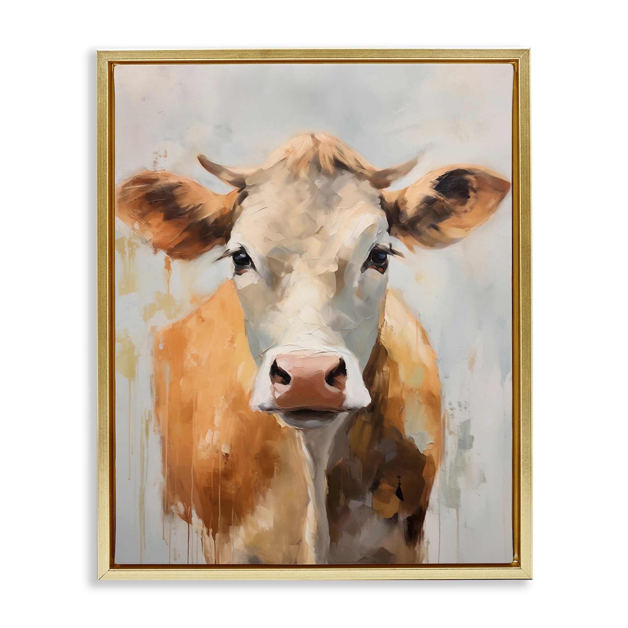 Stupell Paint Drip Jersey Cow Framed Floater Canvas Wall Art Design By Arlington Prints