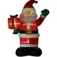 preview thumbnail 11 of 14, Fraser Hill Farm 10-Ft. Tall Santa Claus Holding a Gift, Blow Up Inflatable with Lights and Storage Bag