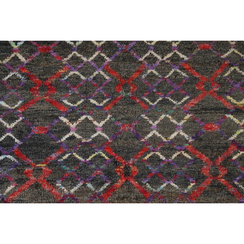 All-Over Trellis Moroccan Indian Area Rug Handmade Jute Carpet - 5'6"x 8'7"