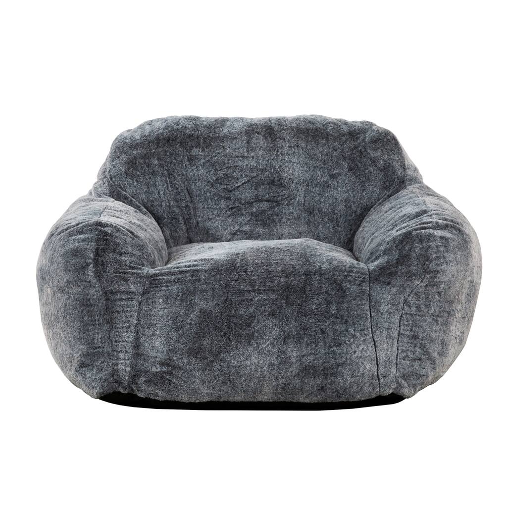 Soft Memory Foam Bean Bag Sofa Chair with Armrest, Modern Living Room Bean Bag, Blue Gray