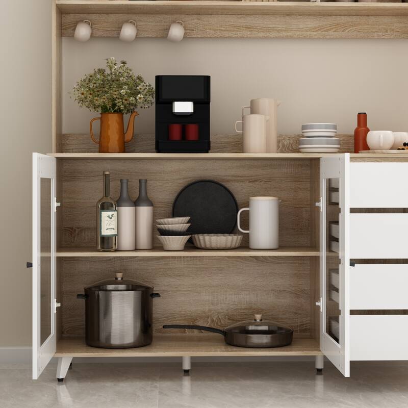 63'' Wide Tempered Glass Door Storage Equipped Sideboards & Buffets