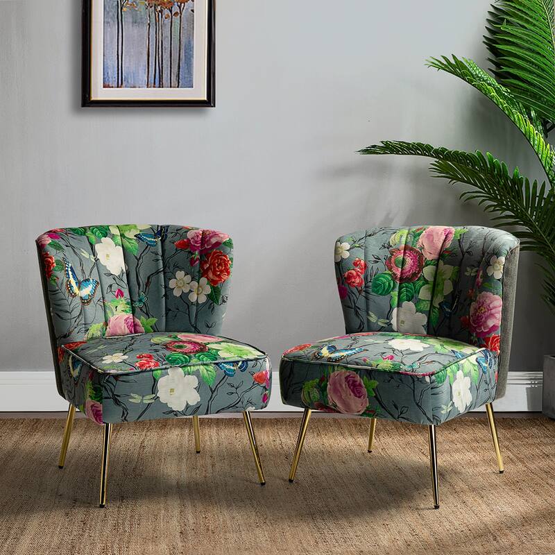 Almira Contemporary Upholstered Armless Side Chair with Tufted Back Set of 2 by HULALA HOME