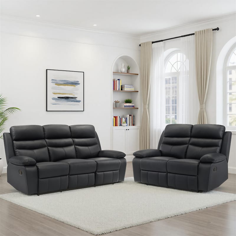 Peperomia Leather 2-Piece Manual Double Reclining Living Room Sofa Set