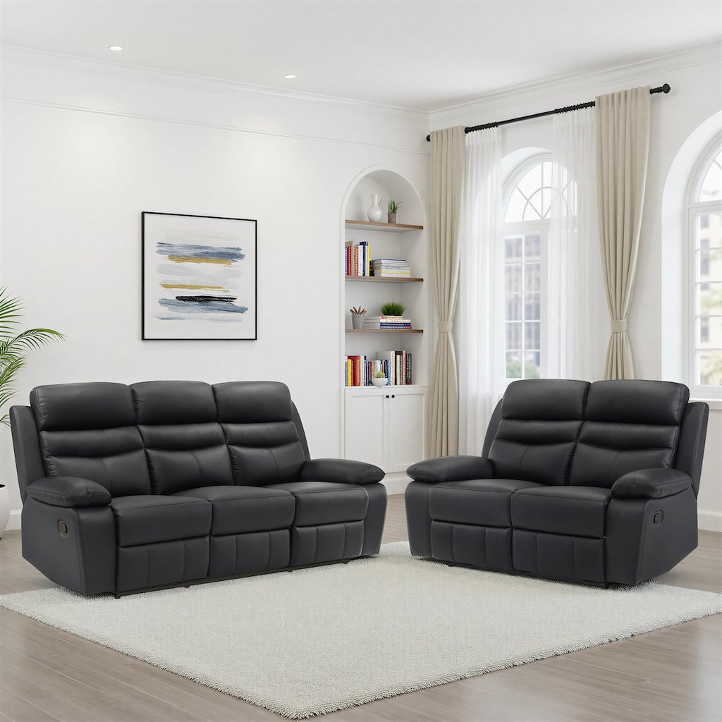 Peperomia Leather 2-Piece Manual Double Reclining Living Room Sofa Set