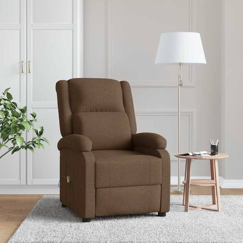 vidaXL Massage Chair Brown Fabric - 71 x 92 x 96 cm