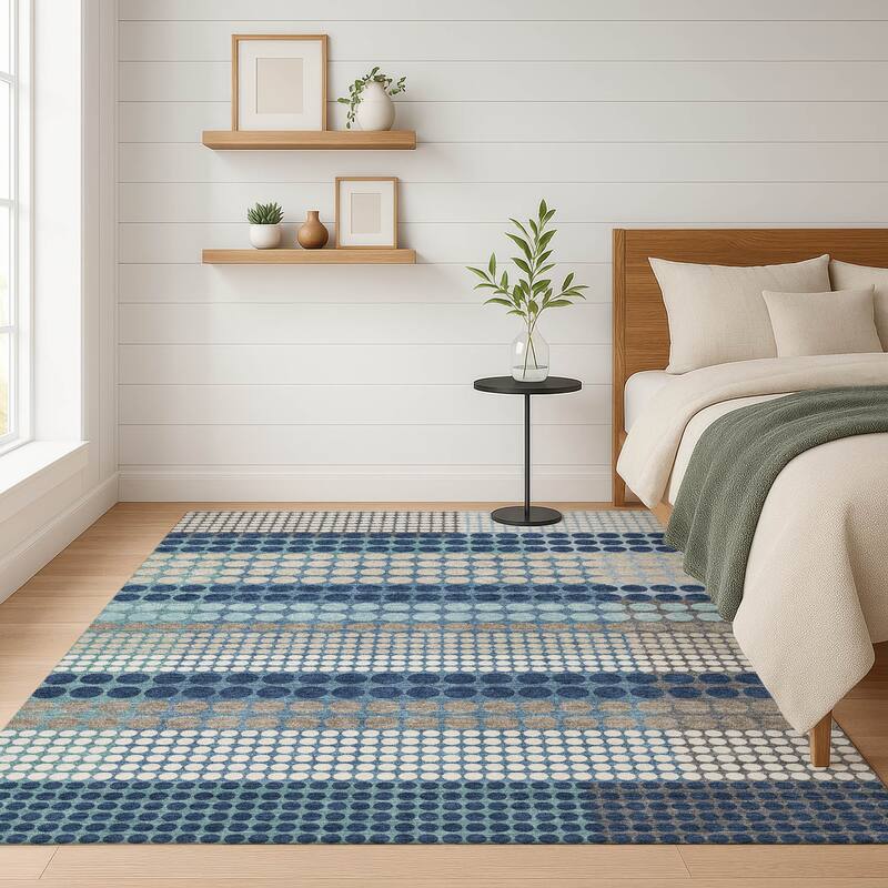 Machine Washable Indoor/ Outdoor Casual Dotty Chantille Rug